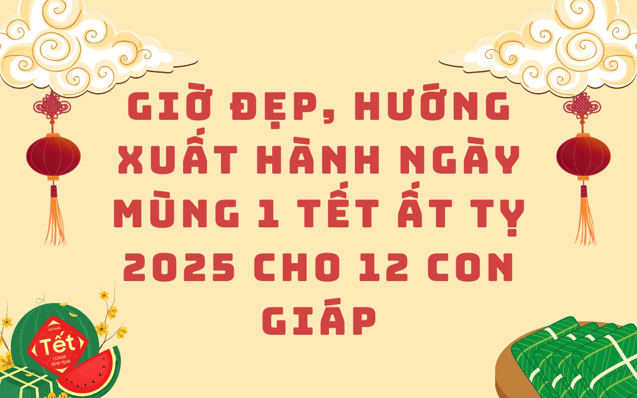 Giờ đẹp, hướng xuất hành ngày mùng 1 Tết Ất Tỵ 2025 cho 12 con giáp