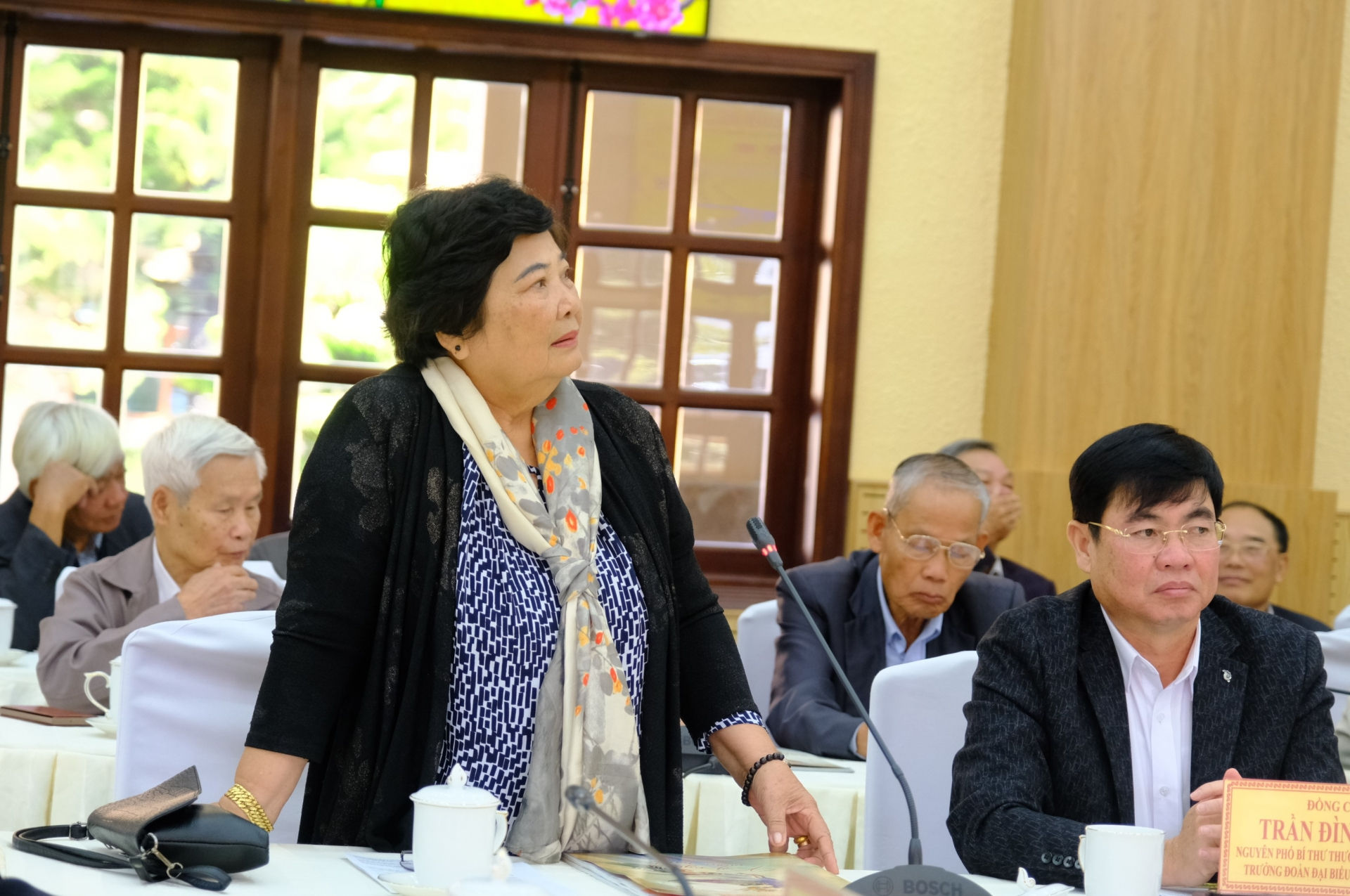 Đồng chí Lưu Thị Thanh An, nguyên Bí thư Thị ủy Bảo Lộc phát biểu tại buổi gặp mặt