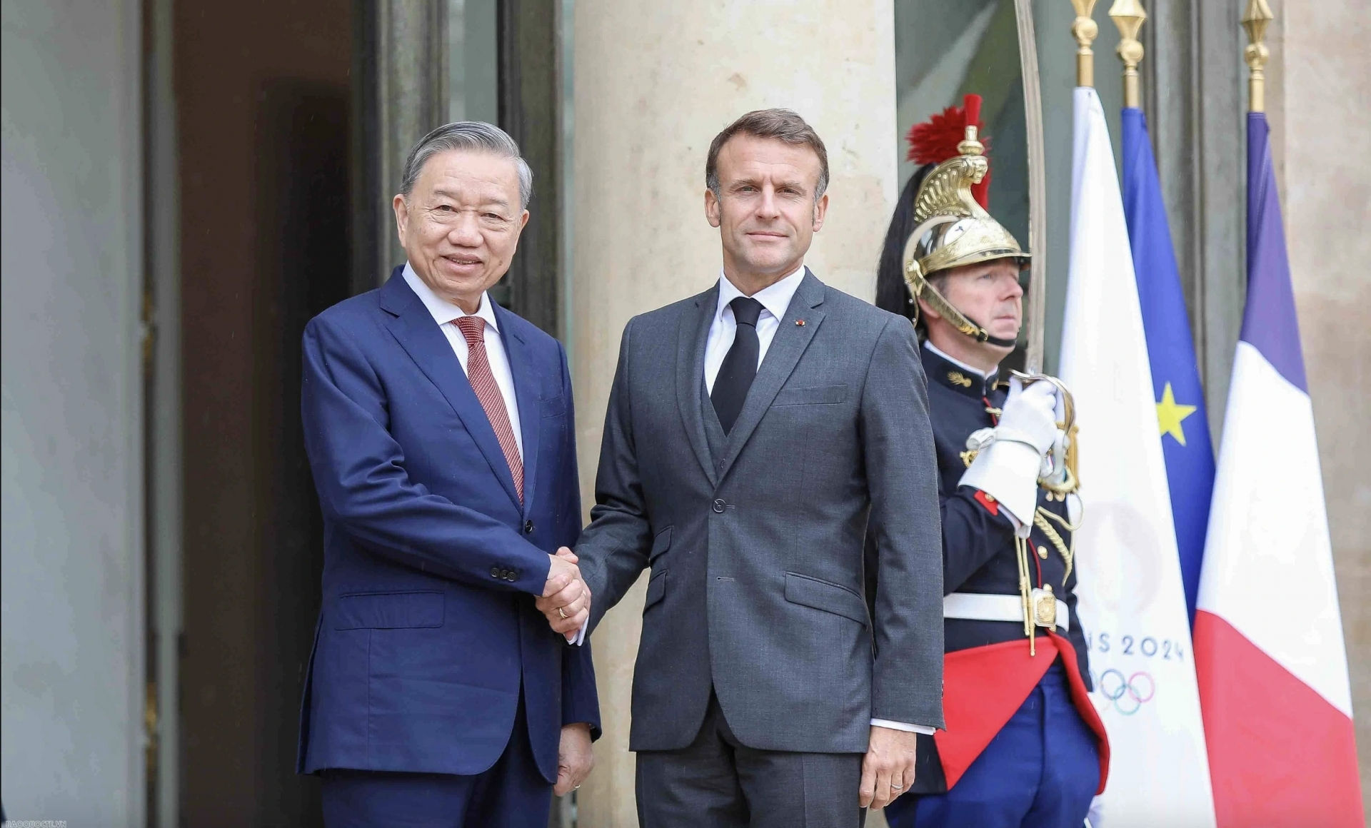 Tổng Bí thư, Chủ tịch nước Tô Lâm gặp Tổng thống Pháp Emmanuel Macron hồi tháng 2/2024 (Ảnh: Hồng Nguyễn)