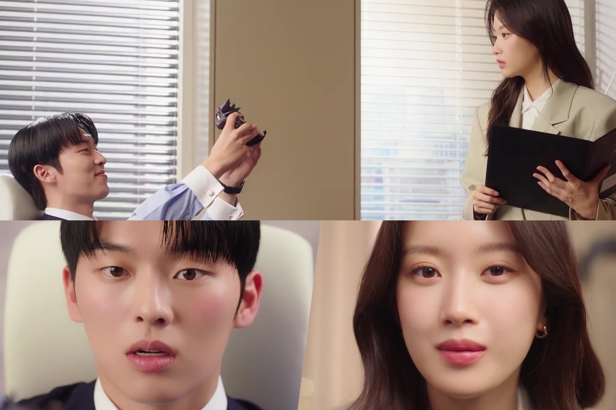 Watch: Mun Ka Young Catches Choi Hyun Wook Indulging In His Geeky Hobby At Work In Upcoming Drama “My Dearest Nemesis” | Soompi