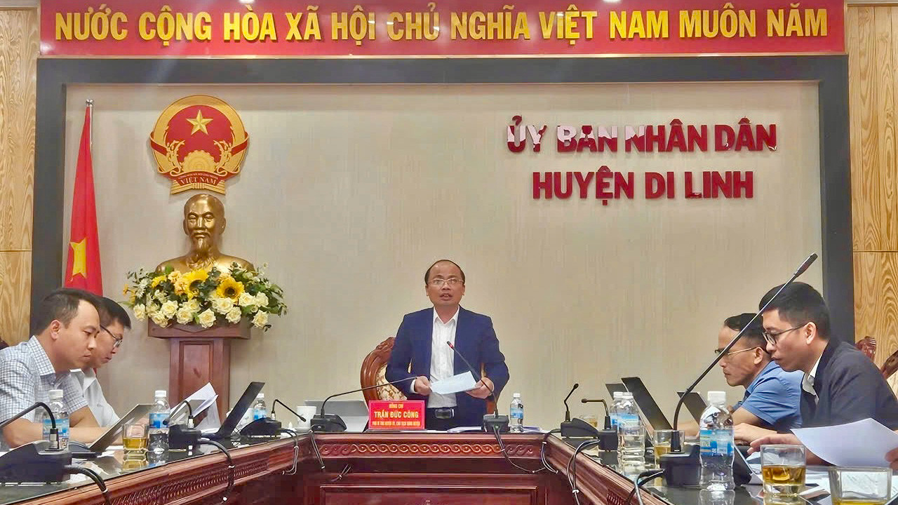 Lãnh đạo huyện Di Linh báo cáo công tác chuẩn bị thu hút đầu tư các dự án vốn ngoài ngân sách của địa phương