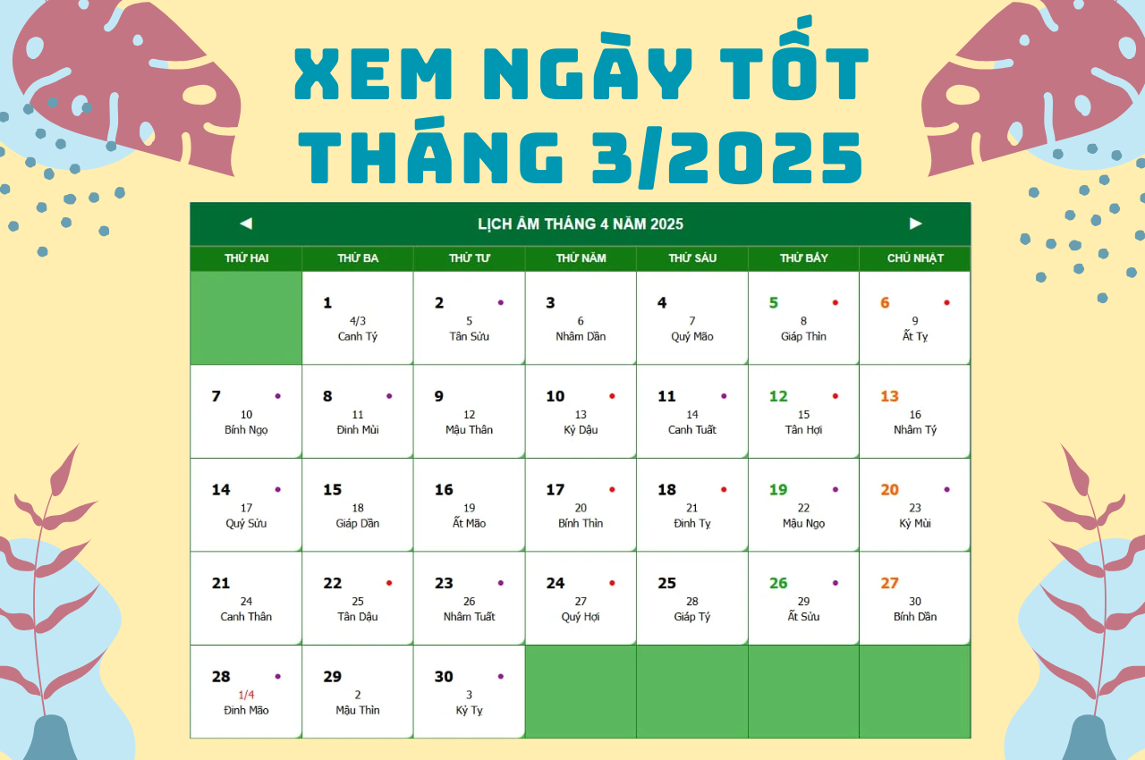 Danh sách ngày tốt tháng 3 năm 2025 để làm nhà, cưới hỏi, xuất hành