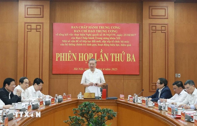 Tổng Bí thư Tô Lâm chủ trì phiên họp. (Ảnh: Thống Nhất/TTXVN) ttxvn-tong-bi-thu-chu-tri-phien-hop-thu-ba-ban-chi-dao-trung-uong-ve-nghi-quyet-18-140425-2.jpg