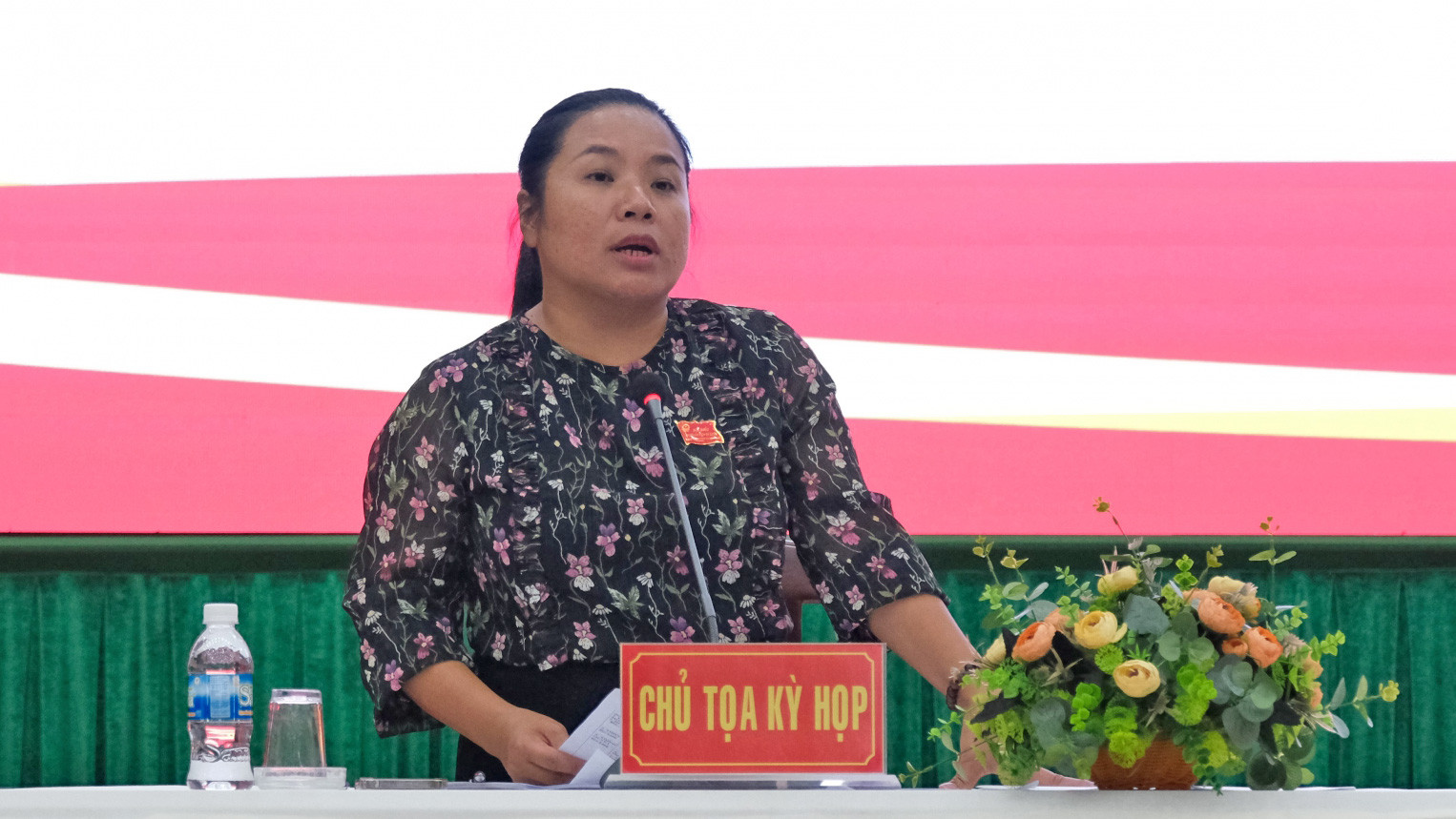 Đồng chí Lâm Thị Phước Linh - Phó Chủ tịch HĐND huyện Di Linh điều hành Kỳ họp