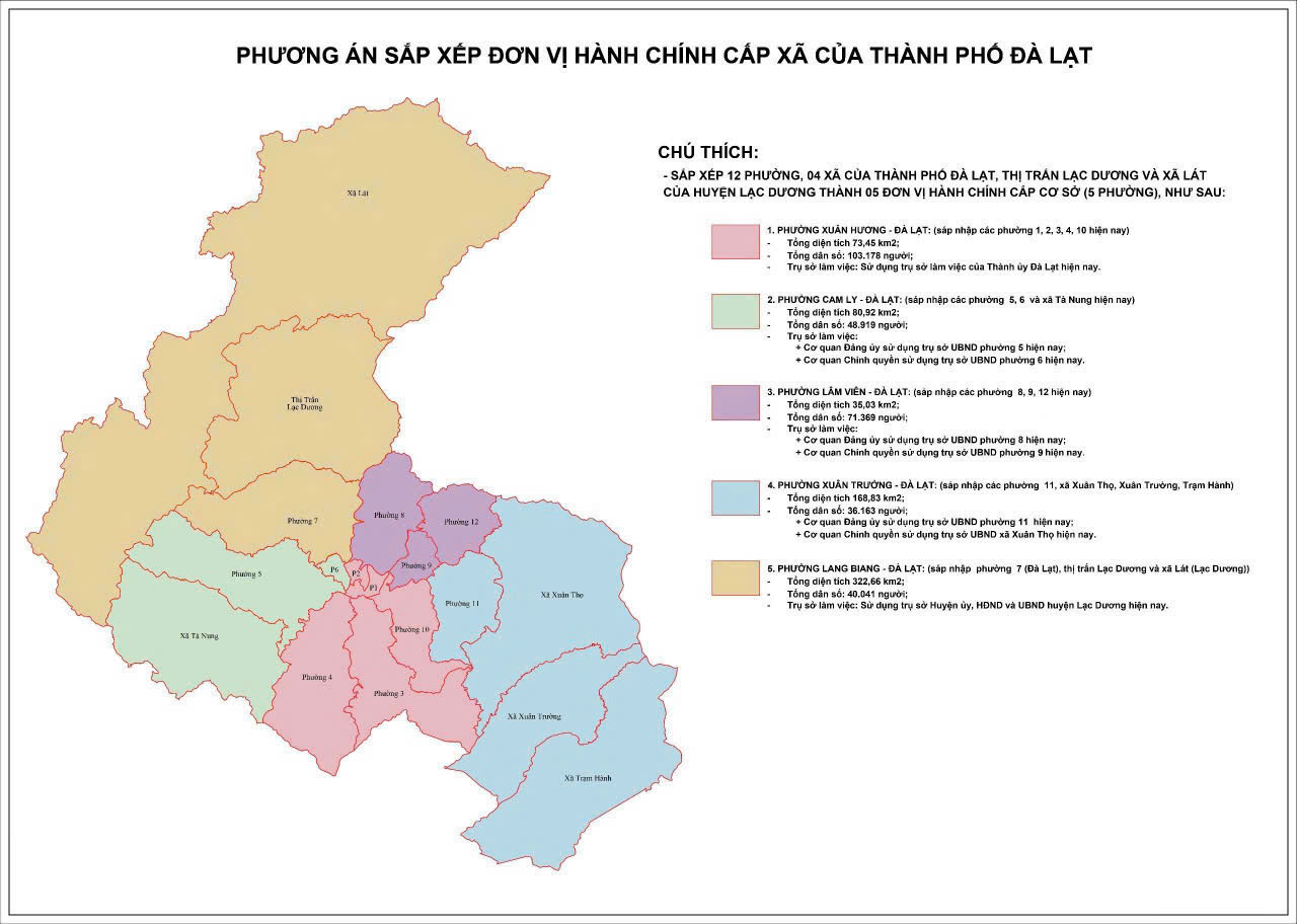 Phương án sắp xếp đơn vị hành chính cấp xã của TP Đà Lạt