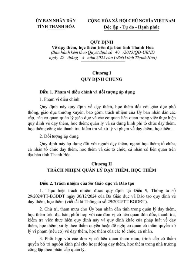 Quy định về dạy thêm, học thêm trên địa bàn tỉnh Thanh Hóa- Ảnh 3. Quy định về dạy thêm, học thêm trên địa bàn tỉnh Thanh Hóa- Ảnh 3.