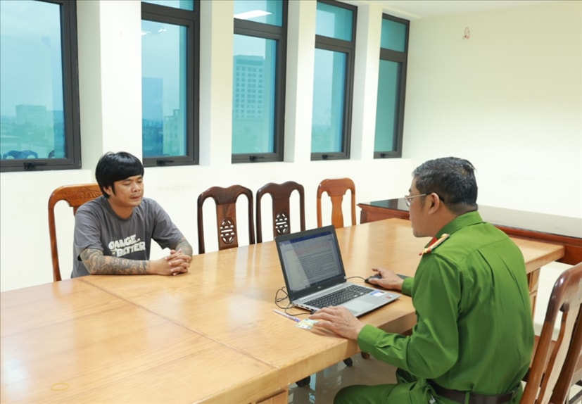 Đối tượng Lê Thanh Thảo tại cơ quan Công an.