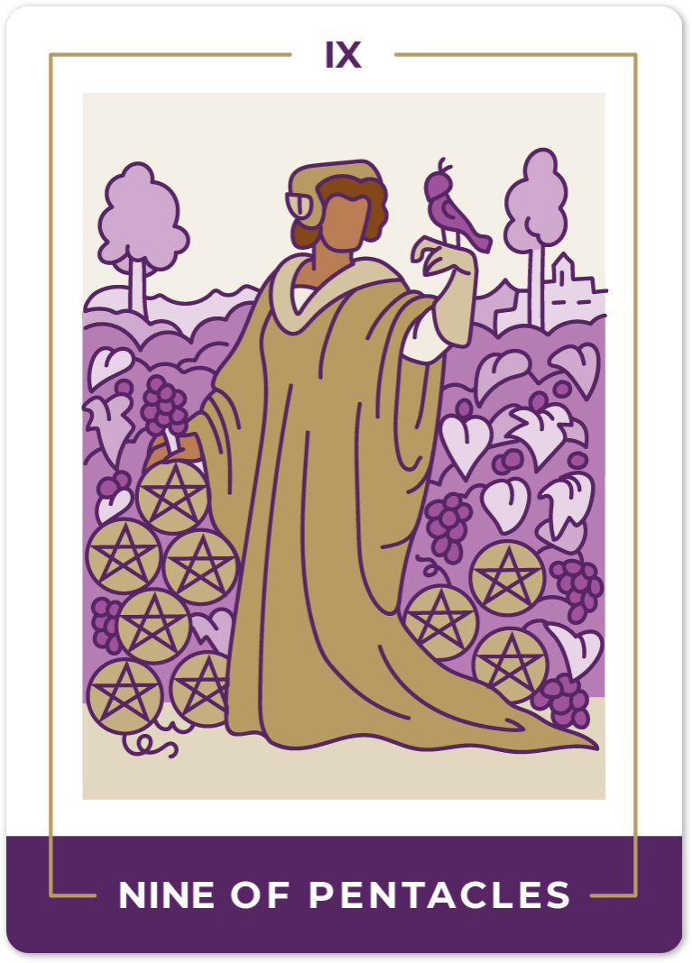 Nine of Pentacles Tarot Card Meanings | Biddy Tarot