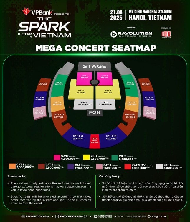 Chi tiết sơ đồ chính thức của sự kiện K-Star Spark in Vietnam Mega Concert 2025