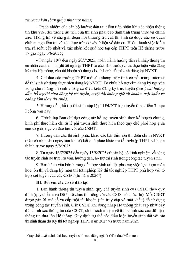 Công văn 2457/BGDĐT-GDĐH hướng dẫn tuyển sinh đại học, cao đẳng năm 2025- Ảnh 4.