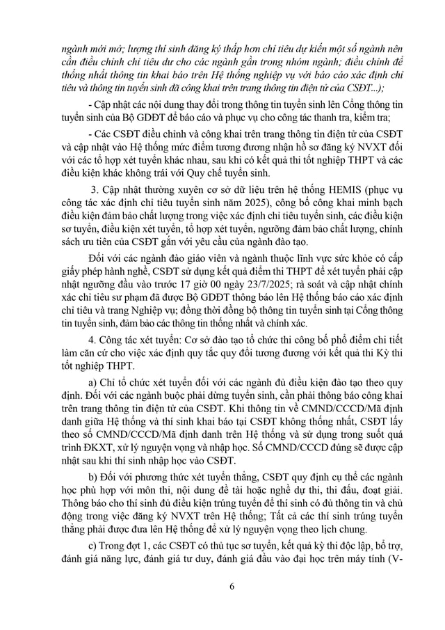 Công văn 2457/BGDĐT-GDĐH hướng dẫn tuyển sinh đại học, cao đẳng năm 2025- Ảnh 6.