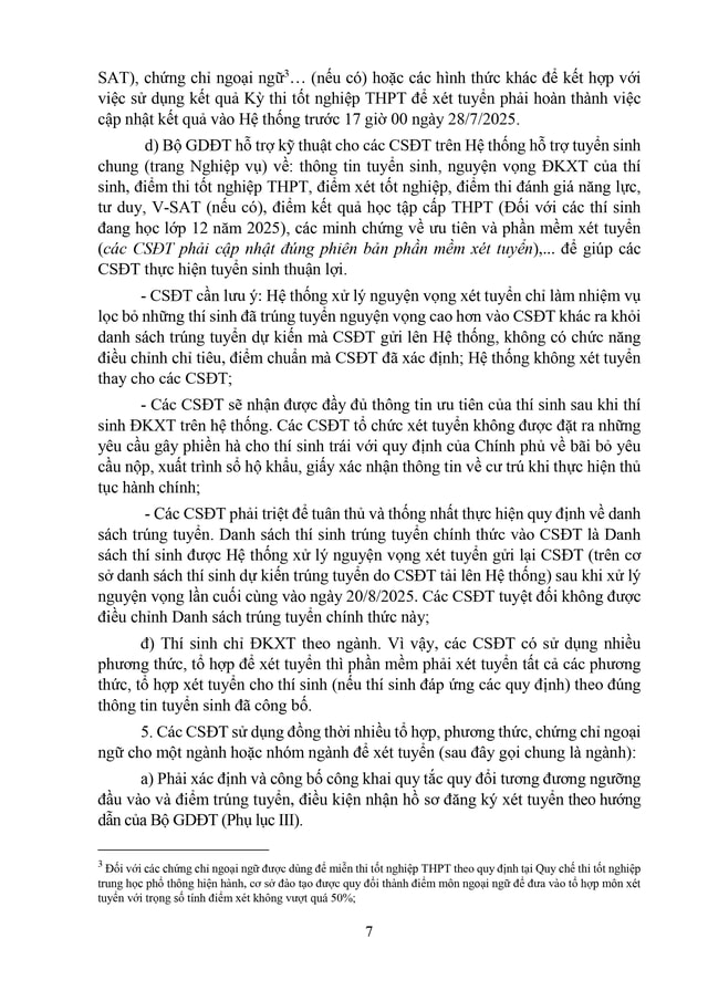 Công văn 2457/BGDĐT-GDĐH hướng dẫn tuyển sinh đại học, cao đẳng năm 2025- Ảnh 7.