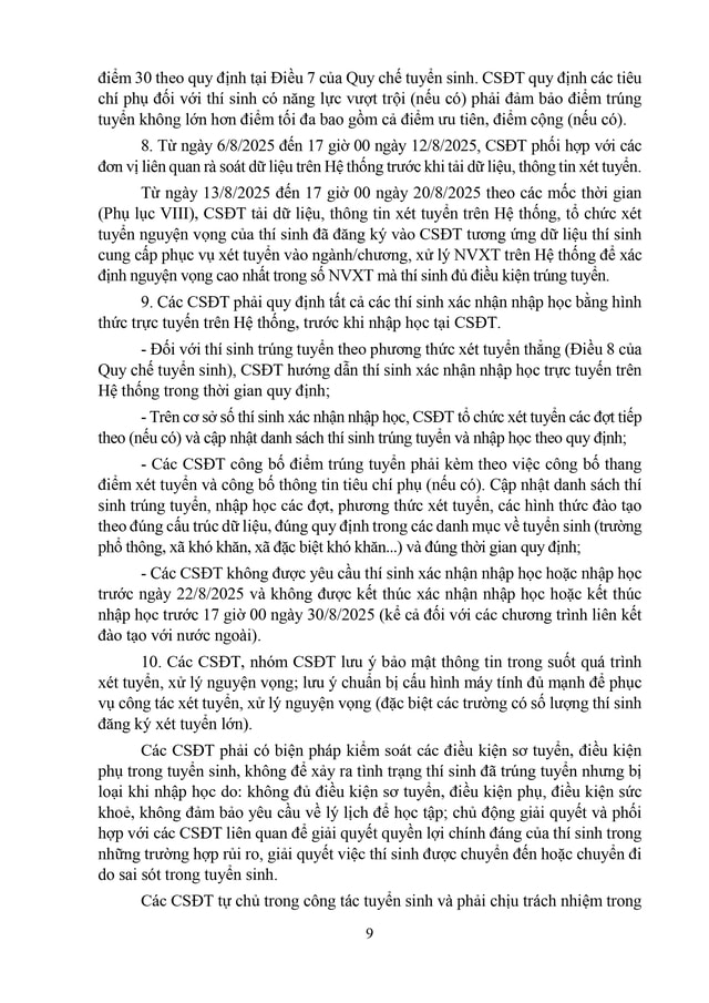 Công văn 2457/BGDĐT-GDĐH hướng dẫn tuyển sinh đại học, cao đẳng năm 2025- Ảnh 9.
