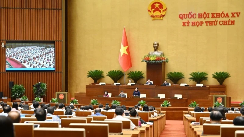 Quốc hội làm việc tại hội trường ngày 21/5. (Ảnh: THỦY NGUYÊN)