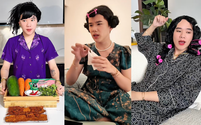 Từng điệu bộ, cử chỉ của Quân được nhận xét là rất giống các bà mẹ miền Bắc.