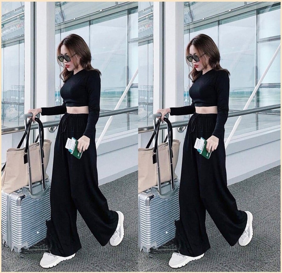 Áo croptop phối cùng quần ống rộng được nhiều chị em lựa chọn. (Ảnh: Sydnestyle)