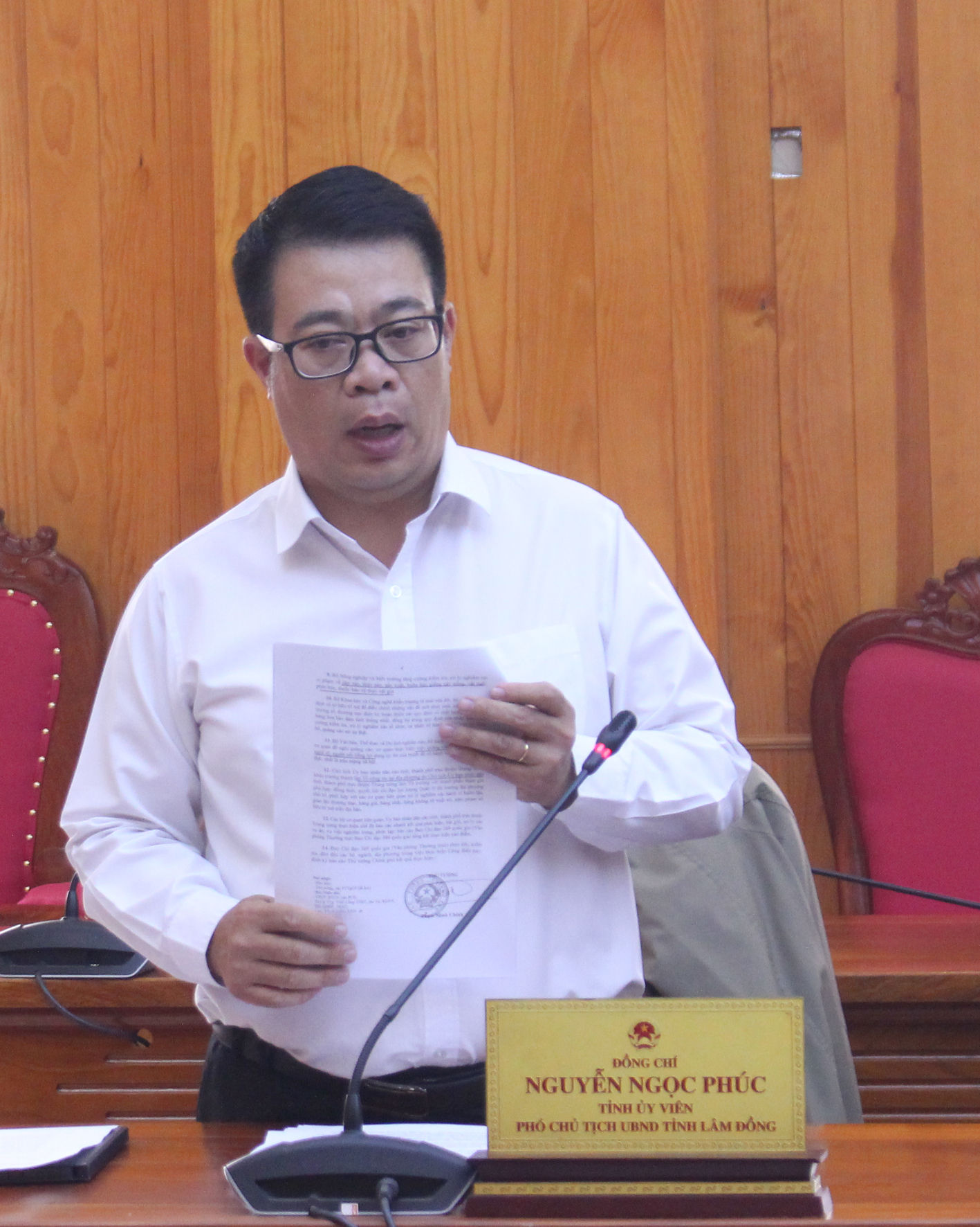 Phó Chủ tịch UBND tỉnh Lâm Đồng Nguyễn Ngọc Phúc phát biểu