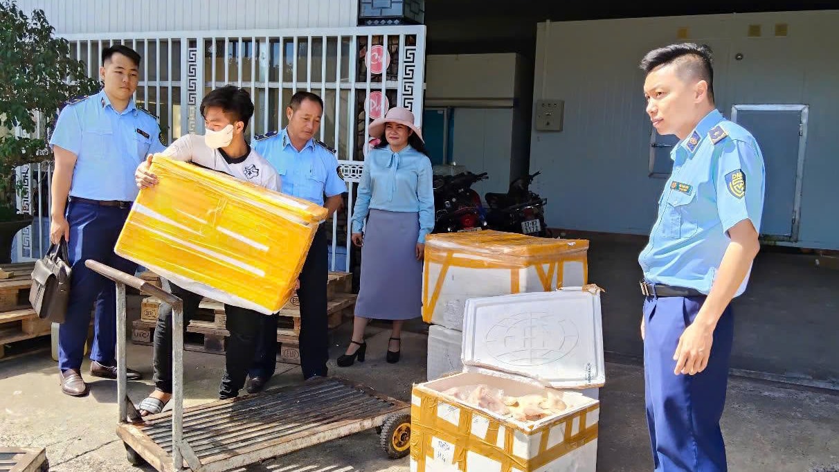 Tang vật thu giữ, di chuyển các thực phẩm đi tiêu hủy