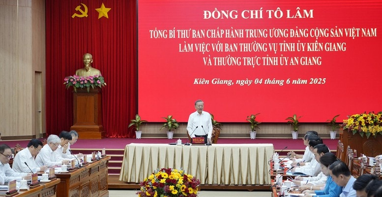 Tổng Bí thư Tô Lâm Hợp nhất An Giang và Kiên Giang tạo trục phát triển “núi  đồng bằng  biên giới  biển đảo”