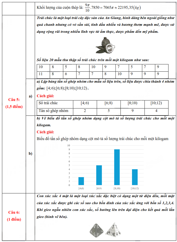 Đáp án Lớp 10 An Giang
