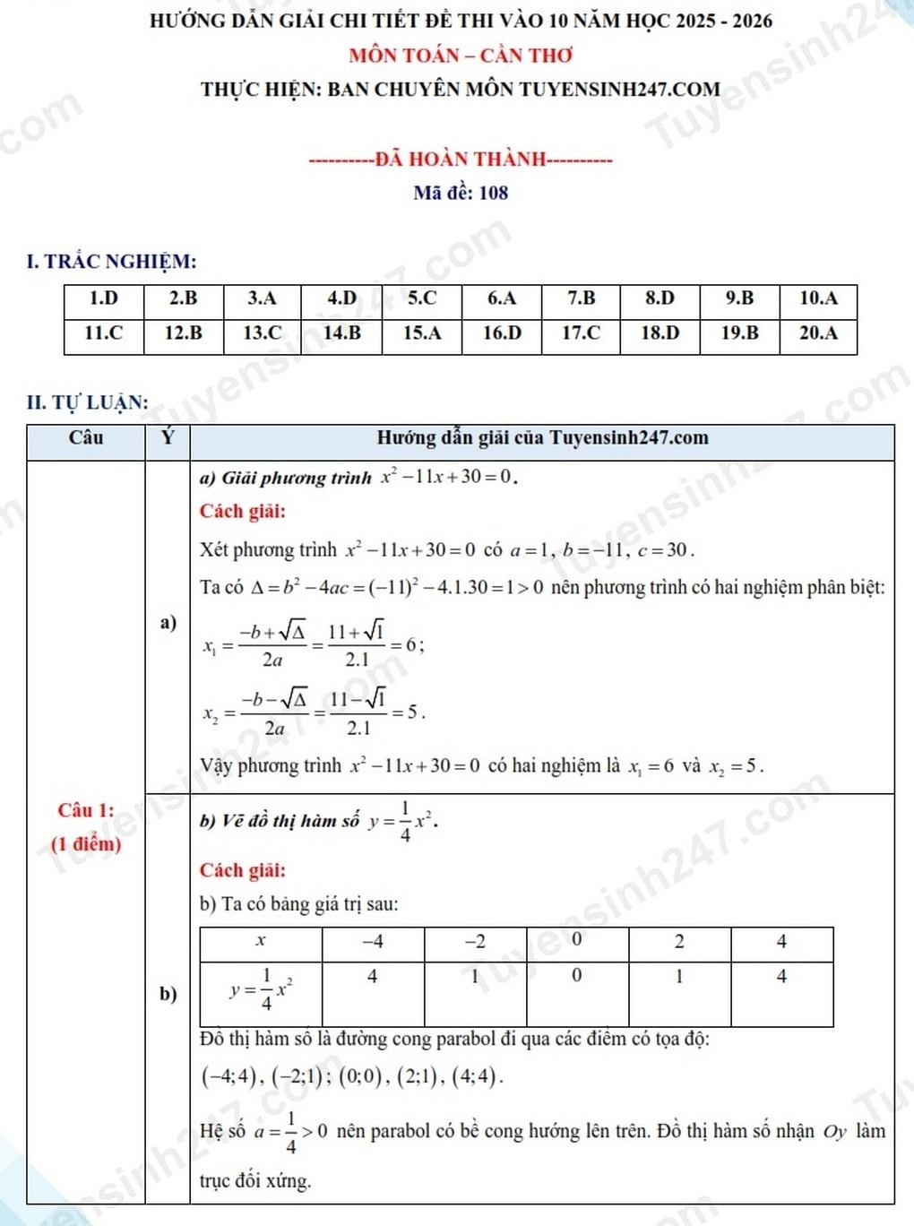 Đáp án tất cả các môn thi vào lớp 10 ở Cần Thơ năm 2025 - 5