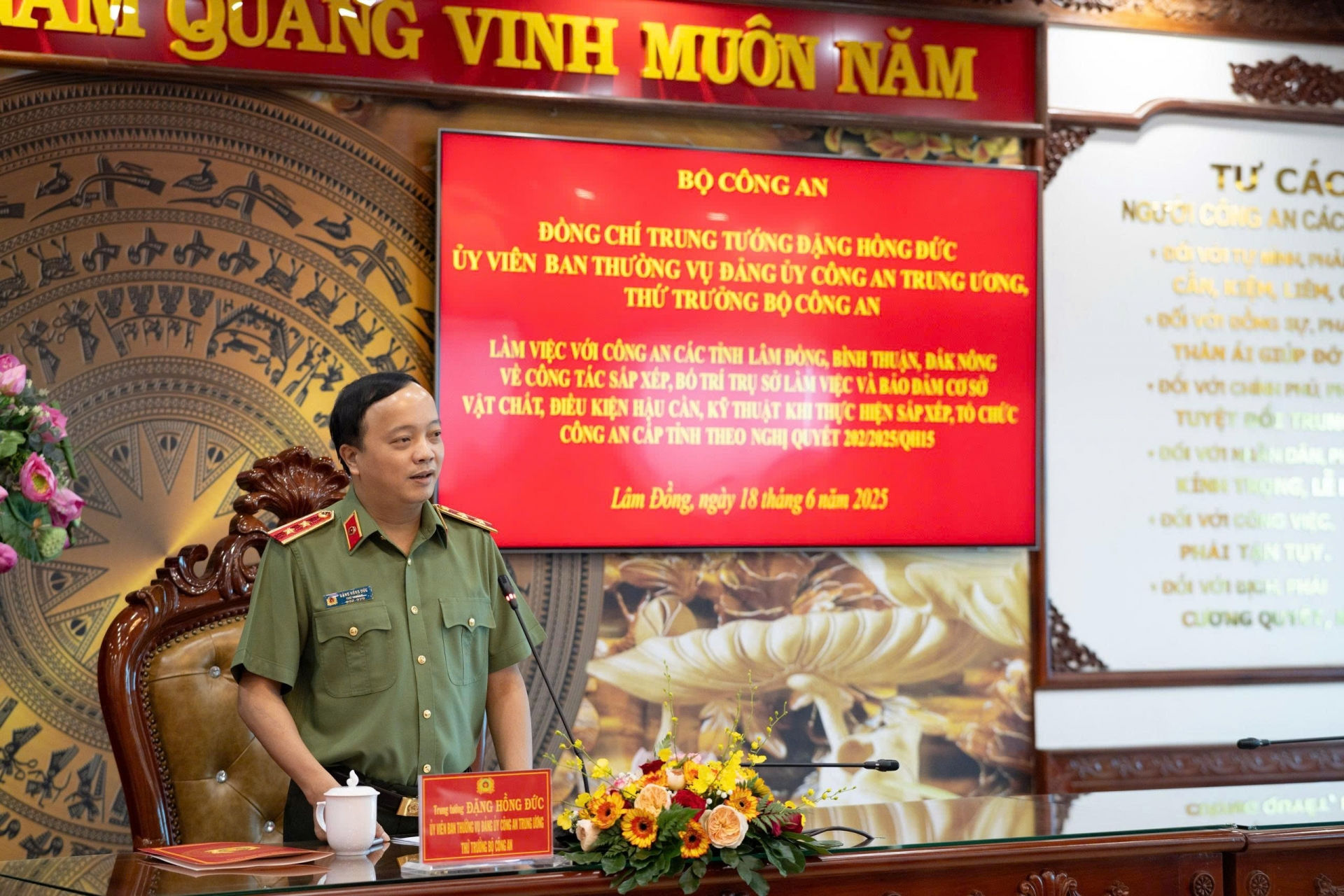 Trung tướng Đặng Hồng Đức, Thứ trưởng Bộ Công an phát biểu chỉ đạo