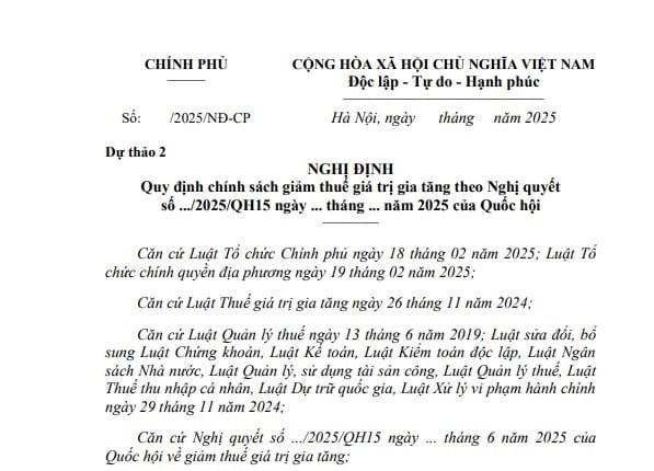 Đã có Dự thảo Nghị định giảm thuế giá trị gia tăng theo Nghị quyết 2025 của Quốc hội