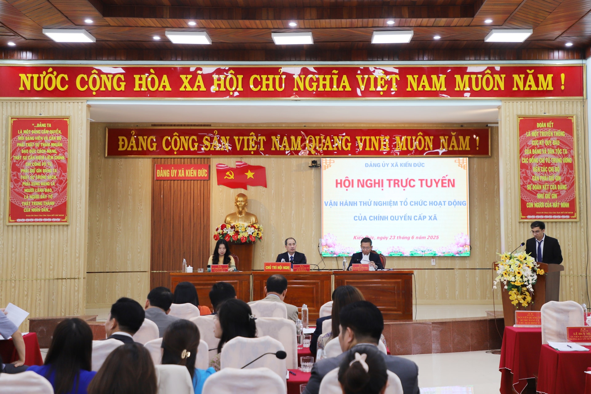 Chiều 23/6, xã Kiến Đức (tỉnh Đắk Nông hiện nay) đã tổ chức vận hành thử nghiệm chính quyền cấp xã mới.