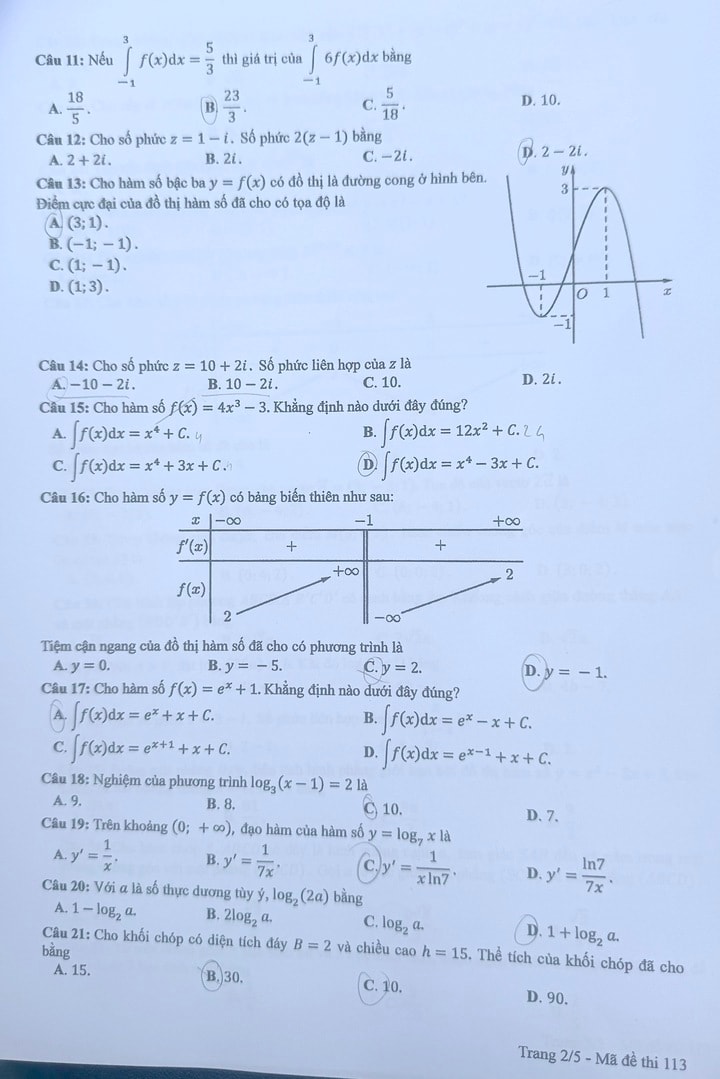 Đáp án đề thi môn Toán tốt nghiệp THPT 2025 Full mã đề chính xác - 2