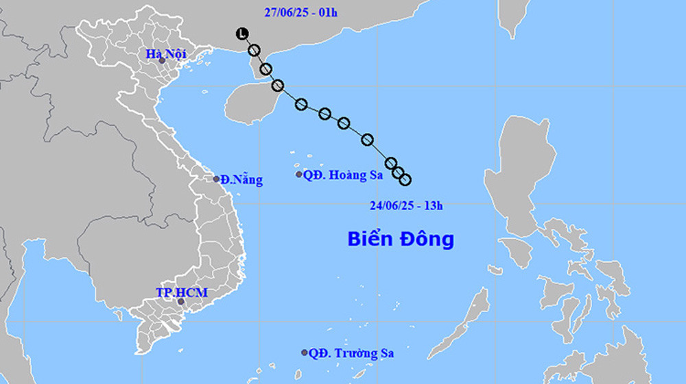 Đường đi và vị trí của áp thấp nhiệt đới