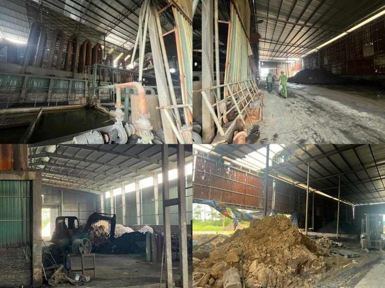 Toàn cảnh bên trong xưởng sản xuất kim loại không phép, nơi phát sinh chất thải nguy hại được các đối tượng chôn lấp ra môi trường.