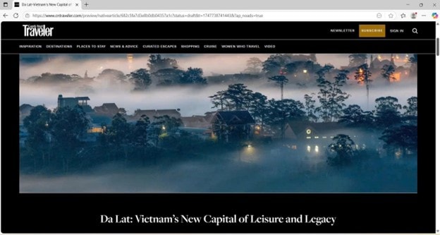 Đà Lạt xuất hiện trên tạp chí Condé Nast Traveler