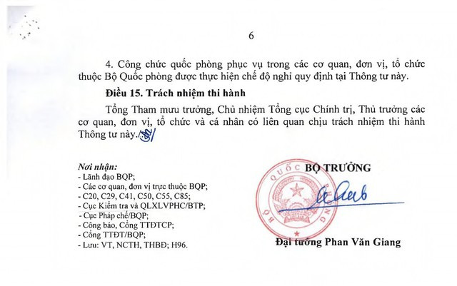 TOÀN VĂN: Thông tư 56/2025/TT-BQP quy định chế độ nghỉ của sĩ quan, quân nhân chuyên nghiệp, công nhân và viên chức quốc phòng- Ảnh 6.