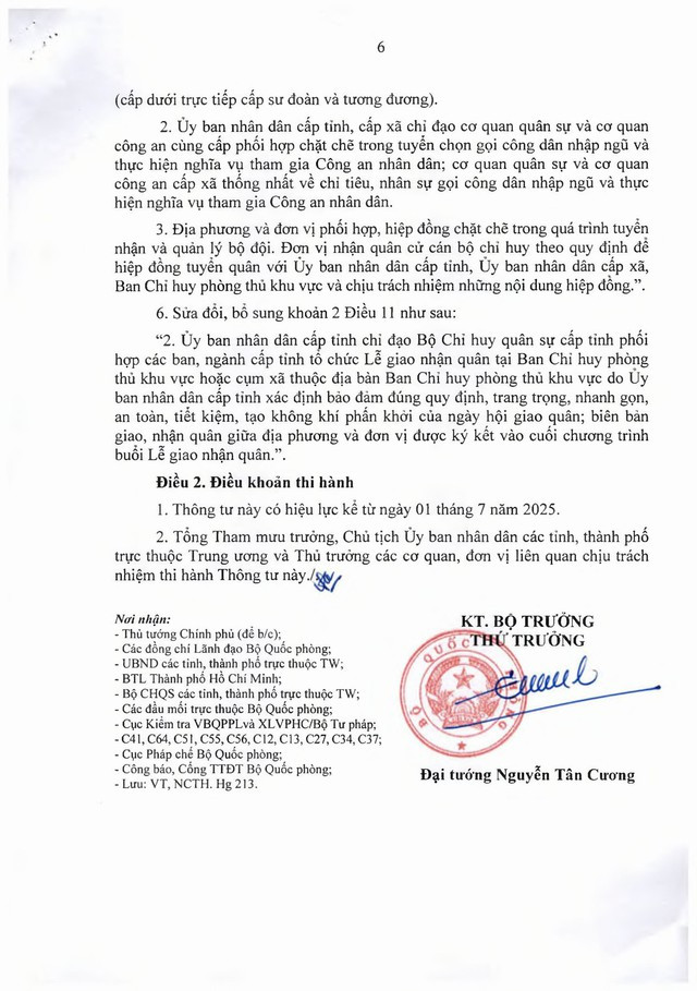 Thông tư 68/2025/TT-BQP sửa đổi, bổ sung một số điều về tuyển chọn và gọi công dân nhập ngũ- Ảnh 6.