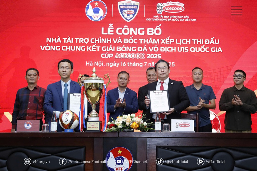 Công ty Cổ phần Acecook Việt Nam tiếp tục đồng hành cùng Vòng Chung kết Giải Bóng đá Vô địch U15 Quốc gia 2025. (Ảnh: VFF)