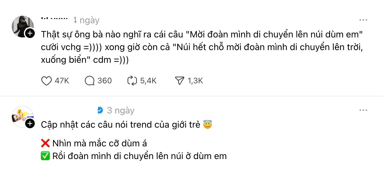 Lượng tương tác ở một số bài viết liên quan đến trend này. (Ảnh chụp màn hình)