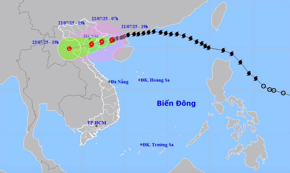 Bản đồ dự báo đường đi của bão số 3 Wipha. (Nguồn: NCHMF)