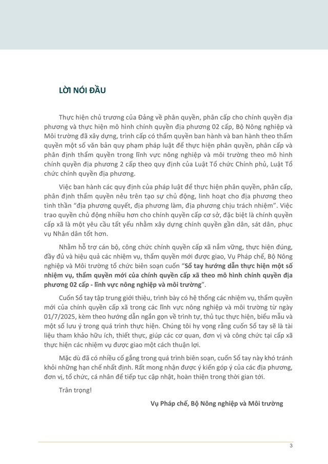 TOÀN VĂN: Sổ tay hướng dẫn thực hiện nhiệm vụ mới của cấp xã - lĩnh vực NÔNG NGHIỆP và MÔI TRƯỜNG- Ảnh 3. TOÀN VĂN: Sổ tay hướng dẫn thực hiện nhiệm vụ mới của cấp xã - lĩnh vực NÔNG NGHIỆP và MÔI TRƯỜNG- Ảnh 3.
