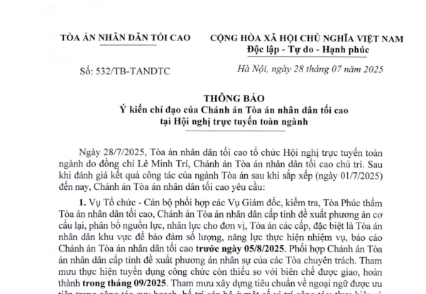 Thông báo: Hoàn thành tuyển dụng công chức Tòa án trong tháng 9 năm 2025 (tham mưu) (Hình ảnh từ Internet)