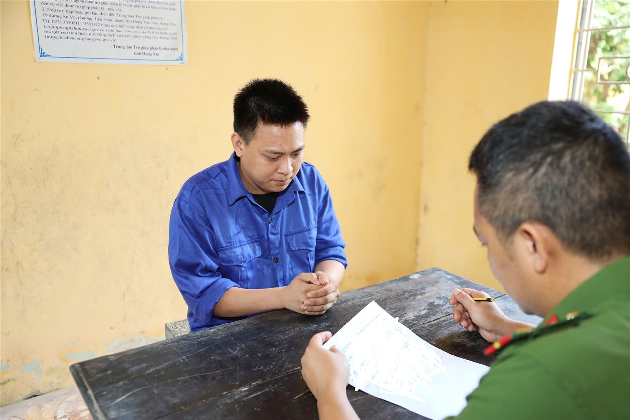 Các đối tượng tại cơ quan Công an.