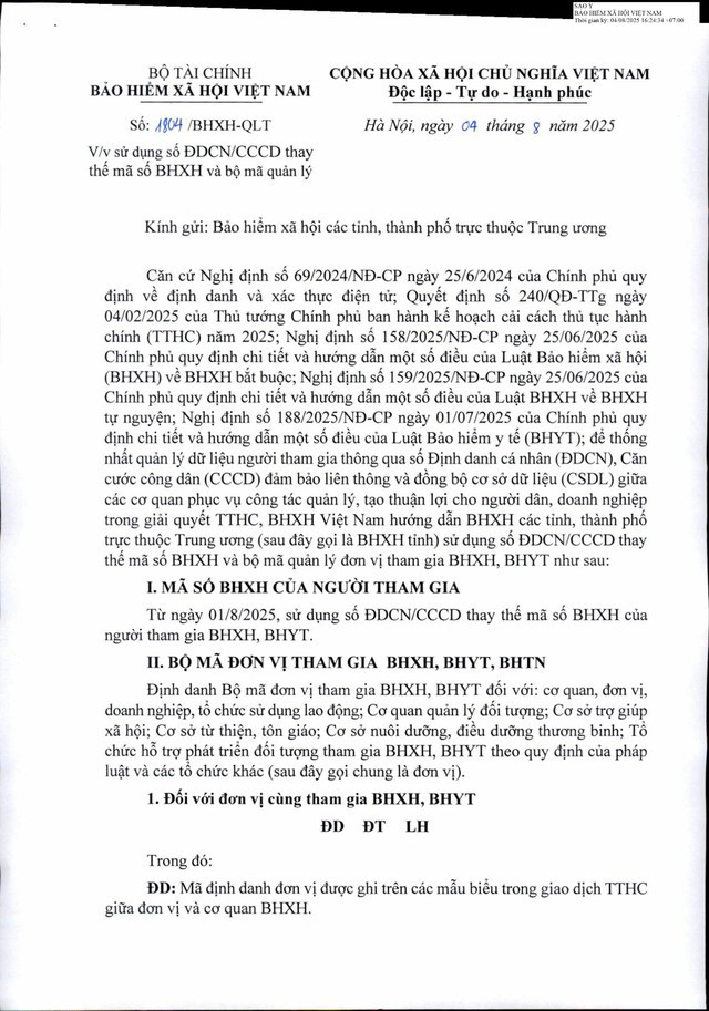 Hướng dẫn sử dụng số định danh cá nhân, căn cước công dân thay thế mã số Bảo hiểm xã hội và bộ mã quản lý- Ảnh 2.
