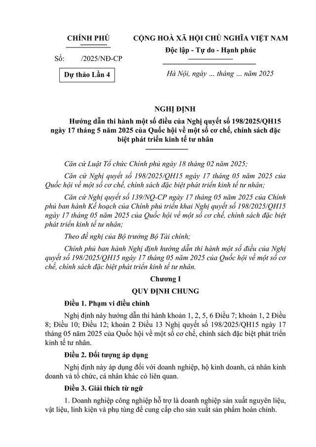 Dự thảo Nghị định hướng dẫn thi hành một số cơ chế, chính sách đặc biệt phát triển kinh tế tư nhân- Ảnh 3.