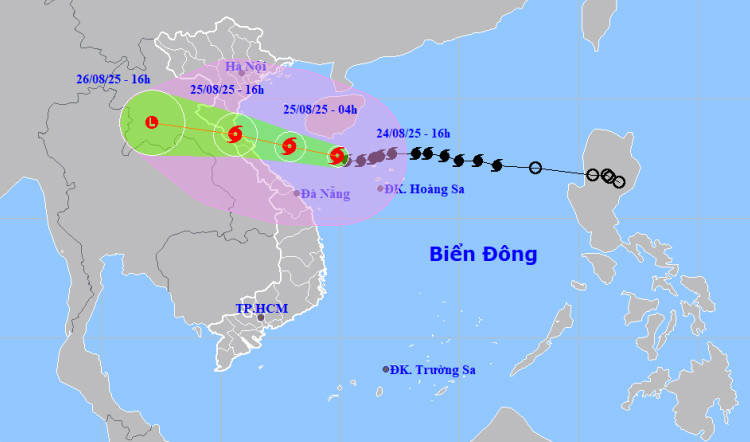 Bản đồ dự báo quỹ đạo và cường độ bão số 5 Kajiki. (Nguồn: NCHMF)