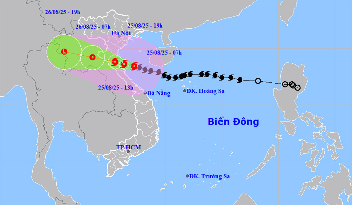 Dự báo cường độ bão số 5 Kajiki còn mạnh khi tiến sát đất liền. (Nguồn: NCHMF)