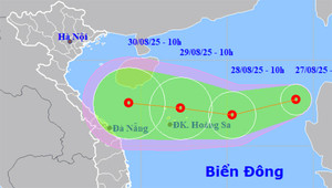 Áp thấp nhiệt đới hình thành trên Biển Đông, hướng về đất liền nước ta