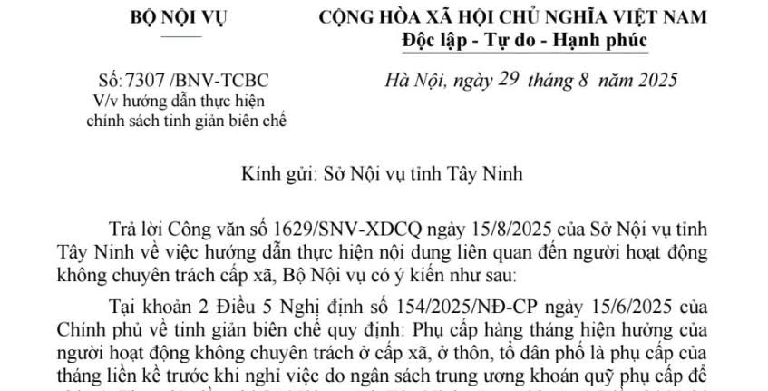 Đã có toàn văn Công văn 7307/BNV-TCBC hướng dẫn thực hiện chính sách tinh giản biên chế