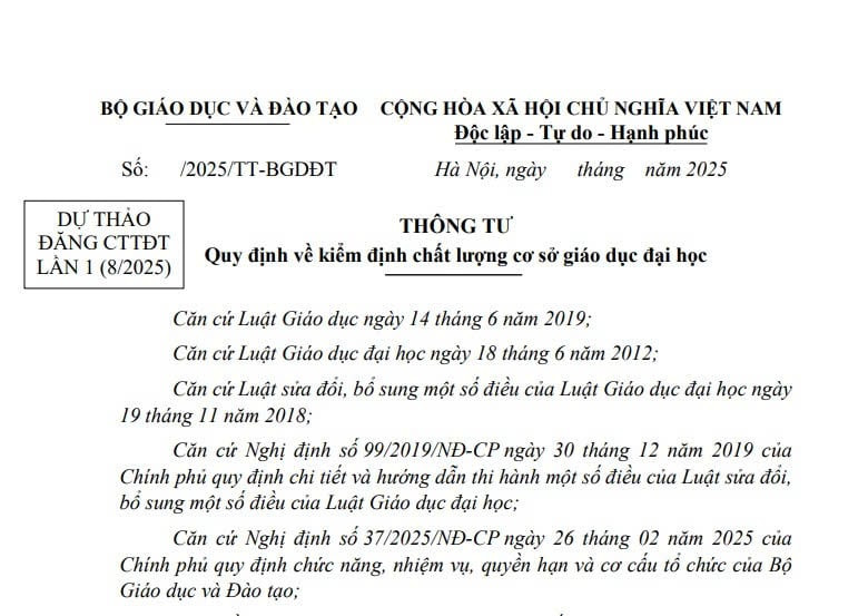 Cập nhật dự thảo Thông tư quy định về kiểm định chất lượng cơ sở giáo dục đại học