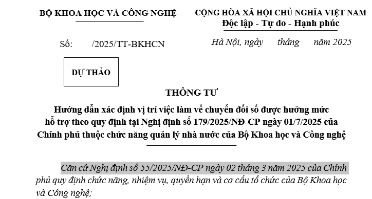 Đã có dự thảo Thông tư về vị trí việc làm được hưởng mức hỗ trợ theo Nghị định 179/2025