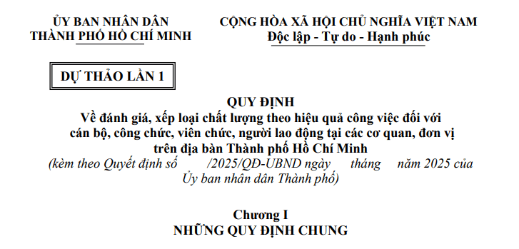 Đã có dự thảo Quy định đánh giá xếp loại cán bộ công chức viên chức theo hiệu quả công việc tại TPHCM