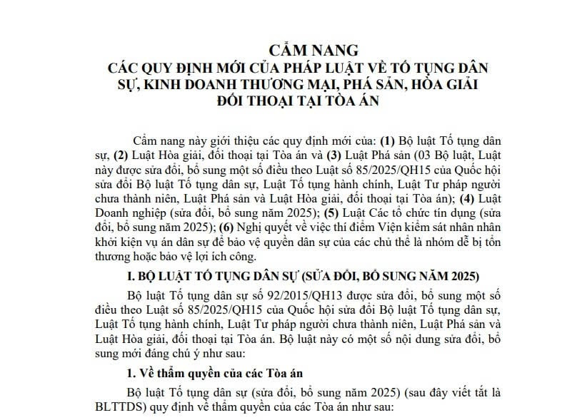 Cẩm nang quy định mới của pháp luật về tố tụng dân sự, kinh doanh Dubai palace dubaicasino88 bốc thăm lì xì, phá sản, hòa giải đối thoại tại Tòa án